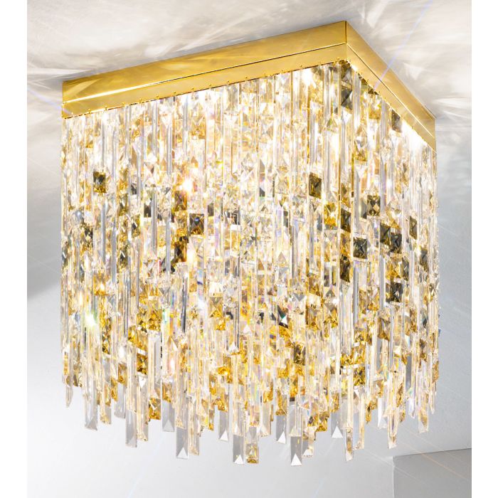 Ceiling Lamp PRISMA, 40 24-carat gold, PURE KOLARZ golden night