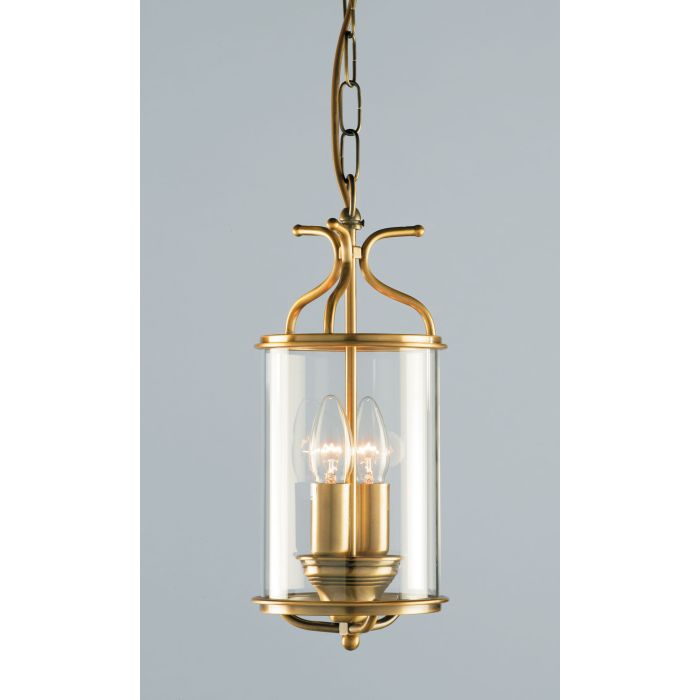 Lantern Bevelled Glass Brass Pendant