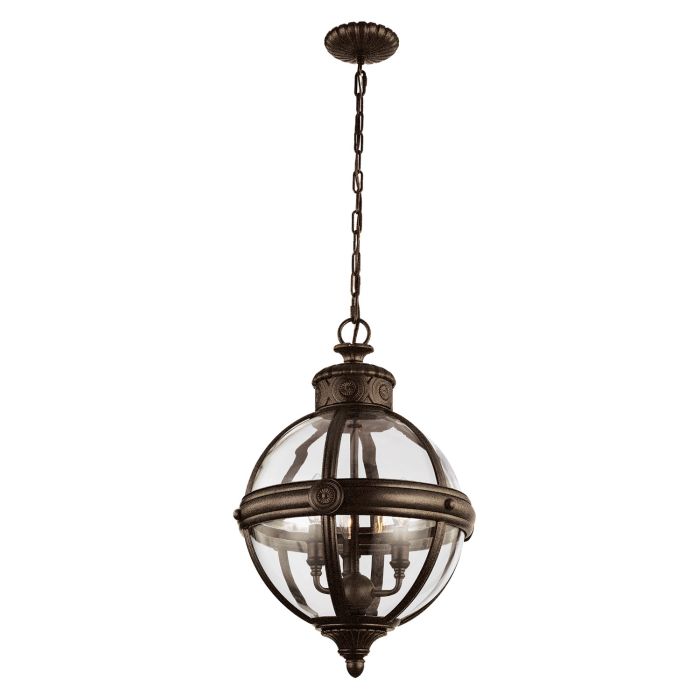 Adams 3 Light Pendant Chandelier - British Bronze