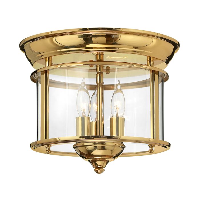 Gentry 3 Light Flush Mount - Polished Brass