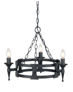 Saxon 3 Light Chandelier - Black